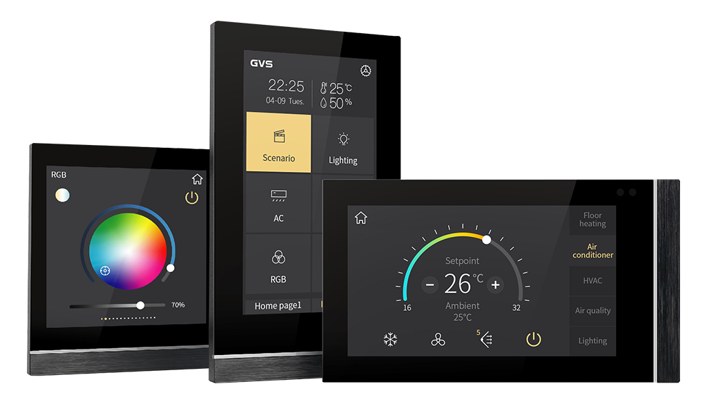 KNX Touchpanel V40 und V50 mit RGBW und Klimasteuerung